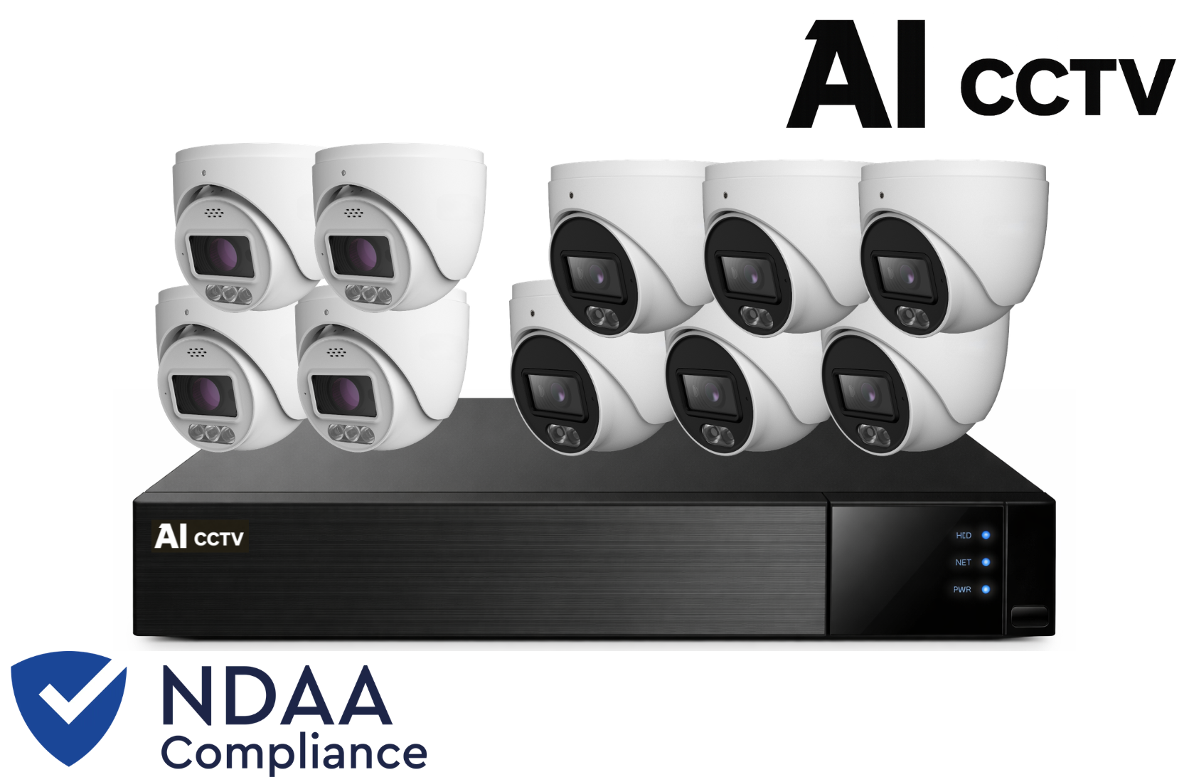 AI CCTV 16CH Hybrid Commercial 8MP Kit – 4 Deterrence + 6 Turret Cameras (NDAA Approved) Product vendor