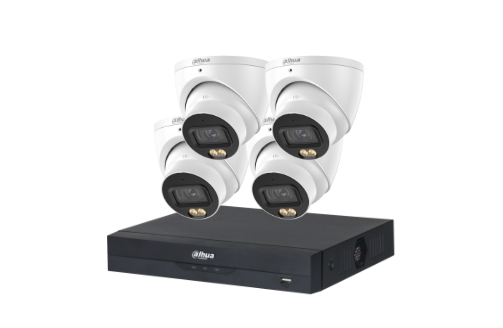 Dahua 5 MP + 4 Channels WizColor Kit: 4 x 5mp WizColor Turret Cameras, AI NVR Product vendor