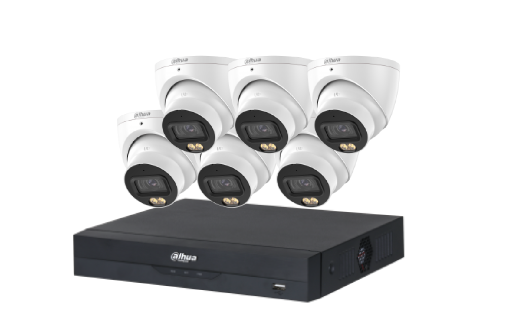 Dahua 5 MP + 8 Channels WizColor Kit : 6 x 5MP WizColor Turret Cameras with 8CH AI NVR