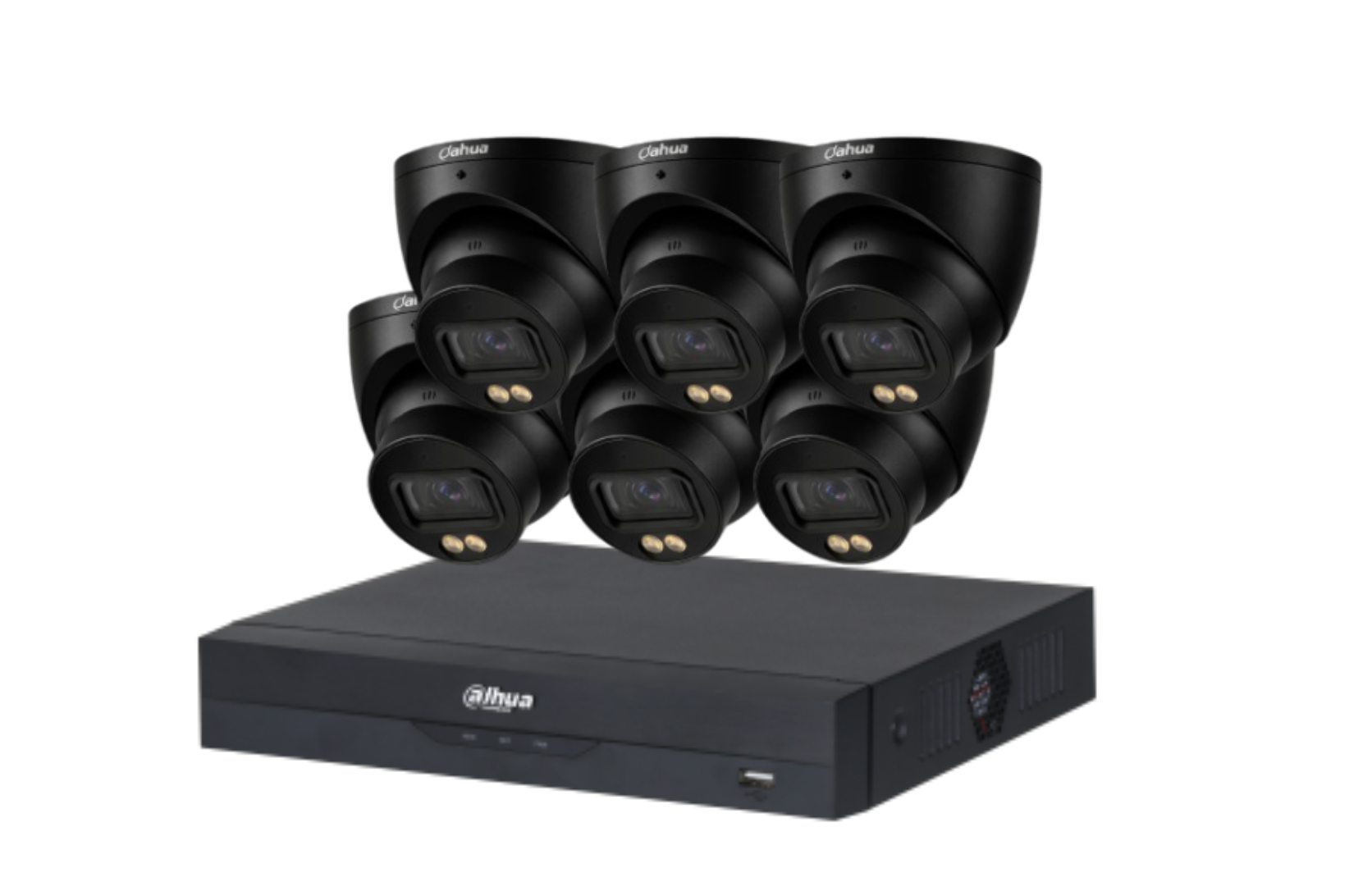 Dahua 5 MP + 8 Channels WizColor Kit : 6 x 5MP WizColor Turret Cameras with 8CH AI NVR