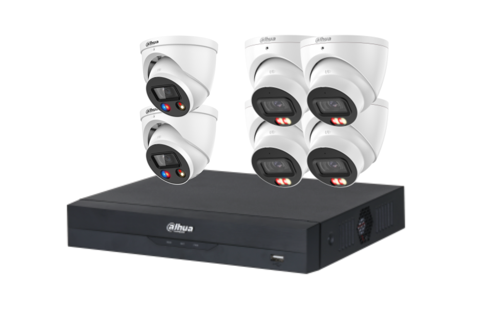 Dahua 8 Megapixel 8 Channels Kits: Full 24/7 Color 4 Smart Dual Light WizSense & 2 x TiOC Security Cameras + 8CH AI NVR