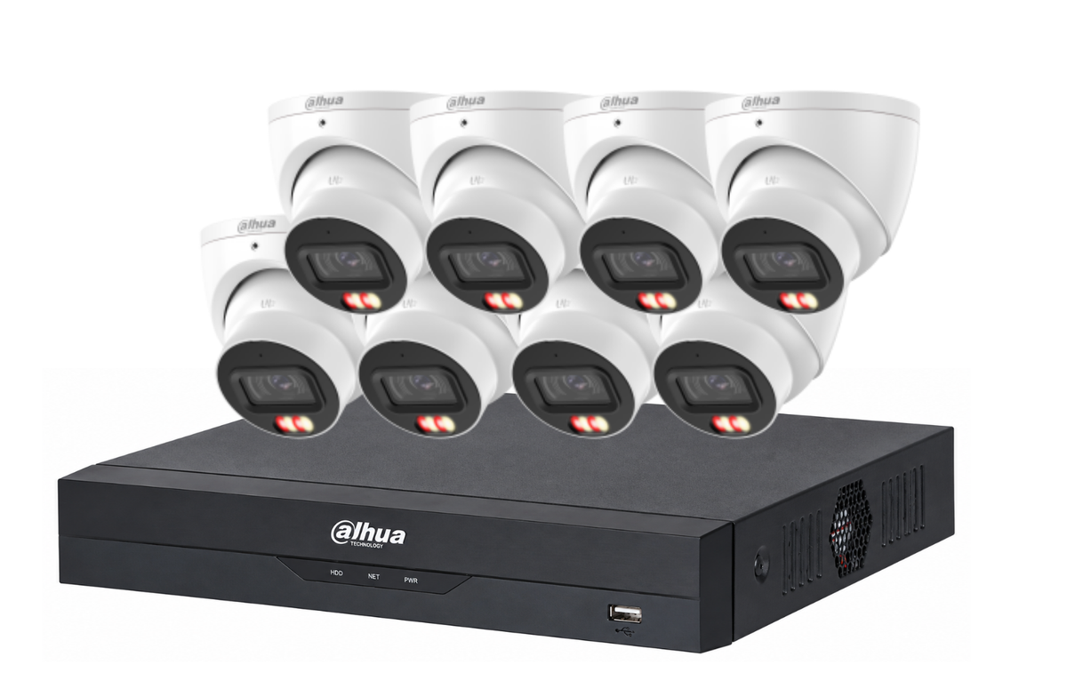 Dahua 6 MP + 8 Channels Full 24/7 Color Kit : 8 x 6MP Smart Dual Light Turret Cameras with 8CH AI NVR Product vendor