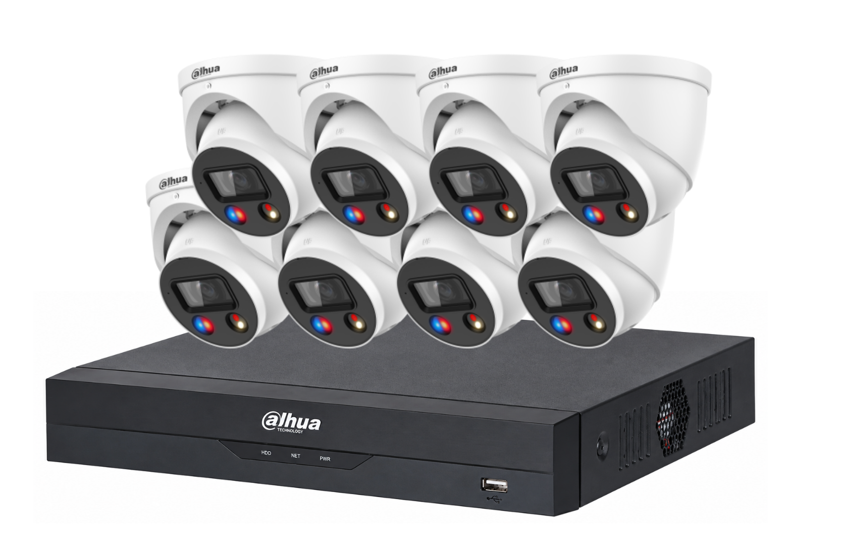 Dahua 6MP + 8 Channels Full Color 24/7 and Deterrence Kit: 8 x 6mp TIOC, AI NVR Product vendor