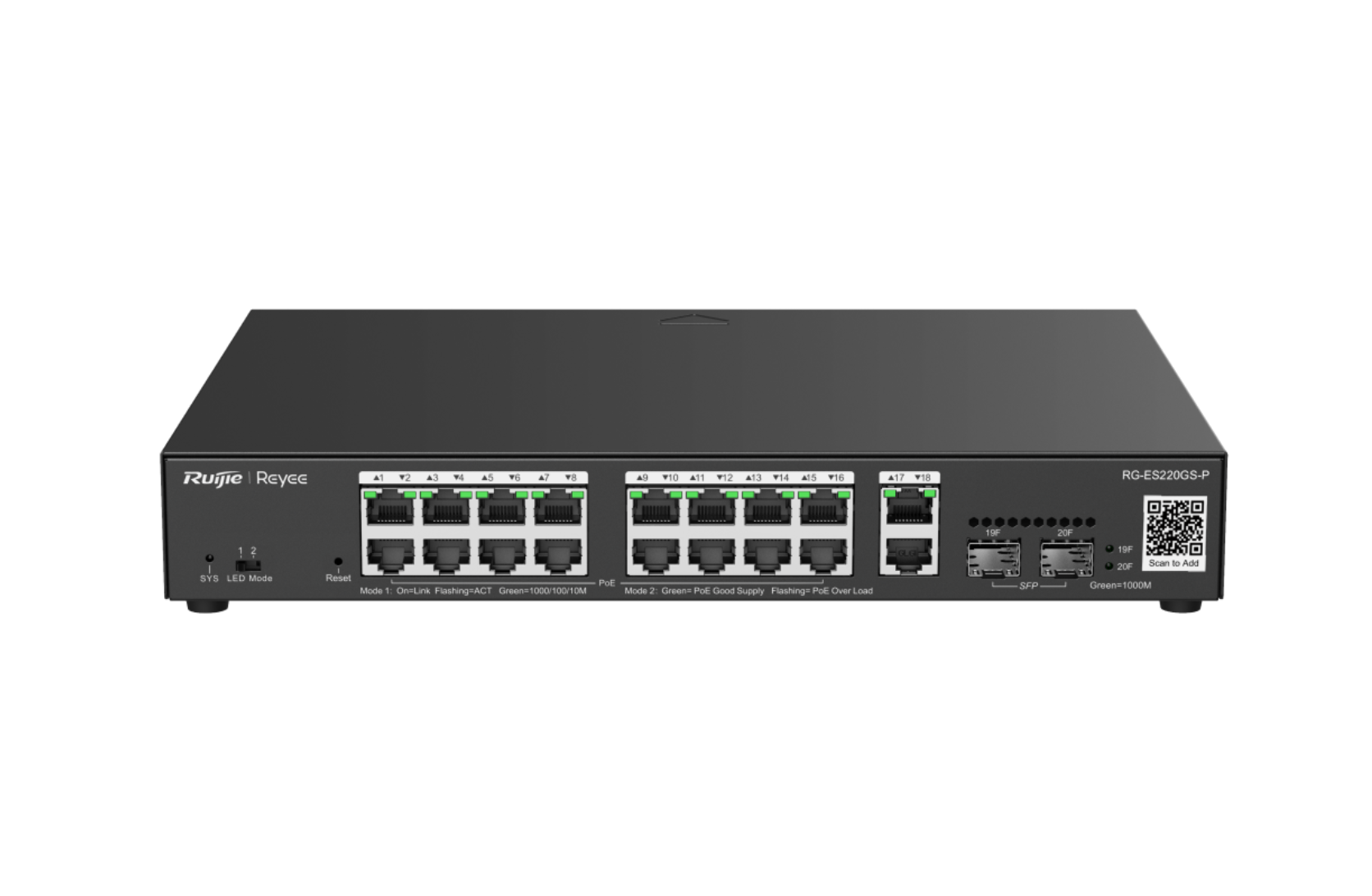 Ruijie RG-ES220GS-P 20-Port Gigabit Smart Cloud Managed PoE Switch Product vendor