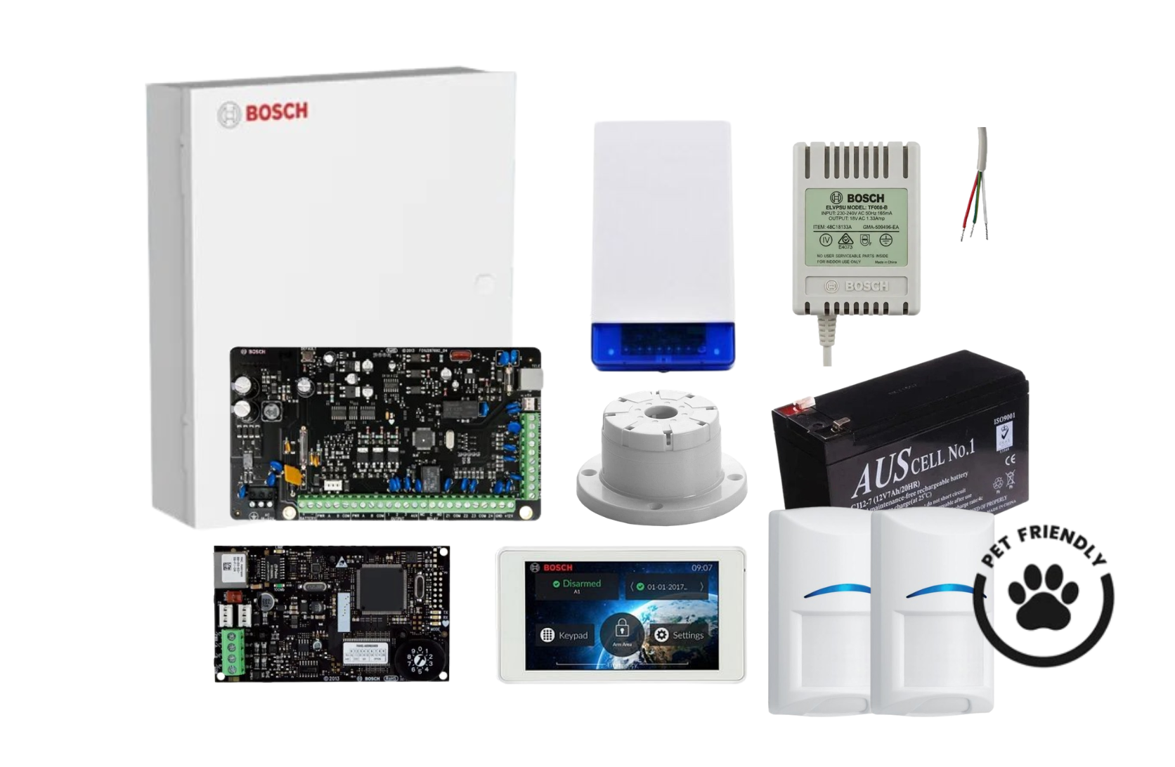 Bosch Solution 2000 IP Alarm Kit with 5 Touch Screen Keypad and 2 x Bosch Gen2 Tri-Tech Pet Proof PIRs Product vendor