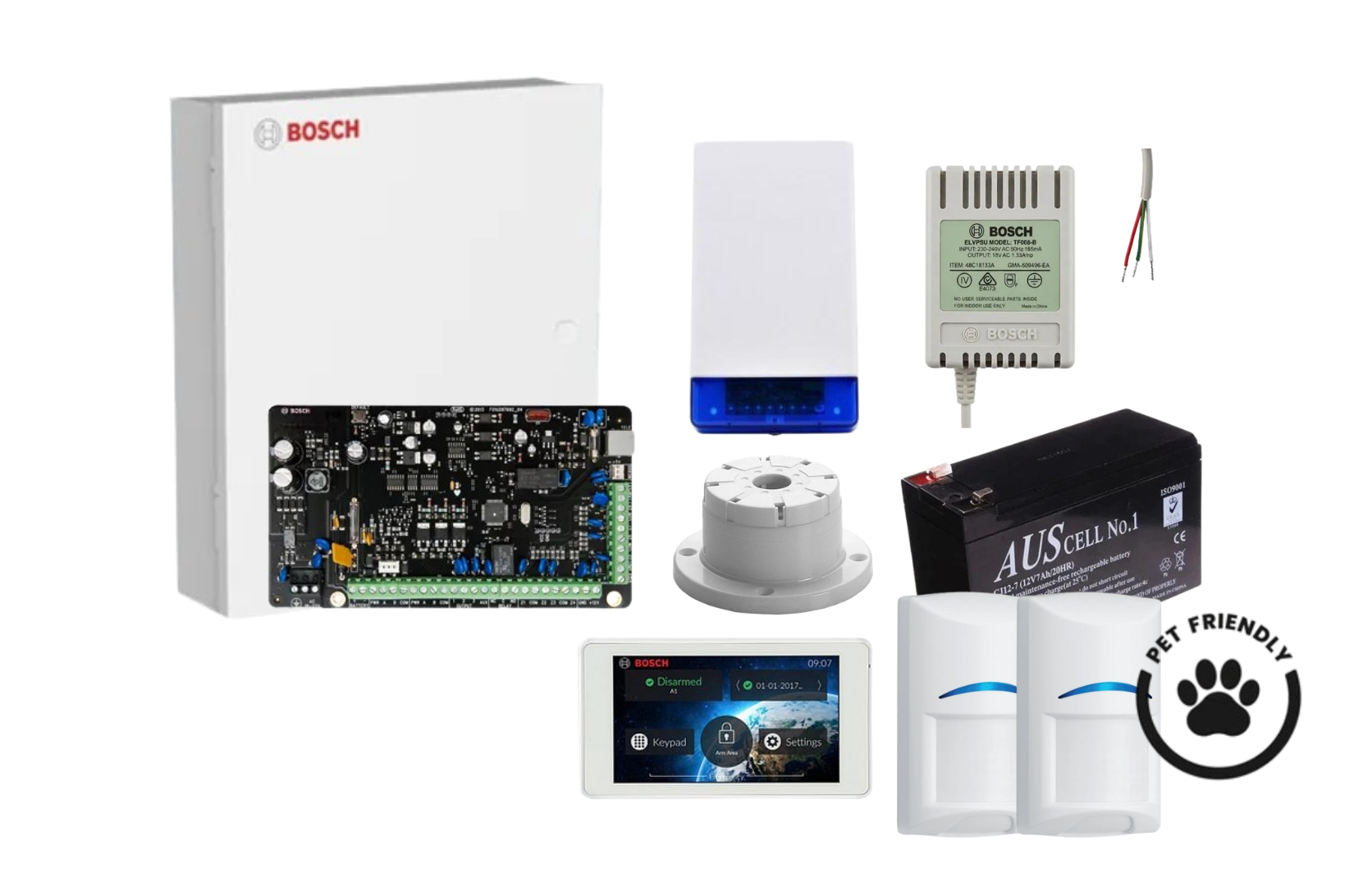 Bosch Solution 2000 Alarm Kit with 5 Touch Screen Keypad and 2 x Bosch Gen2 Tri-Tech Pet Proof PIRs Product vendor