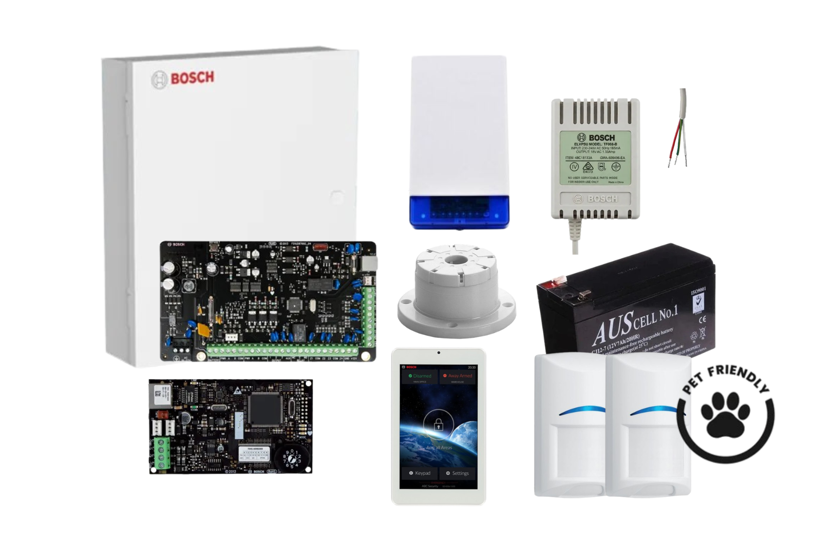 Bosch Solution 2000 IP Alarm Kit with 7 Touch Screen Keypad and 2 x Bosch Gen2 Tri-Tech Pet Proof PIRs Product vendor
