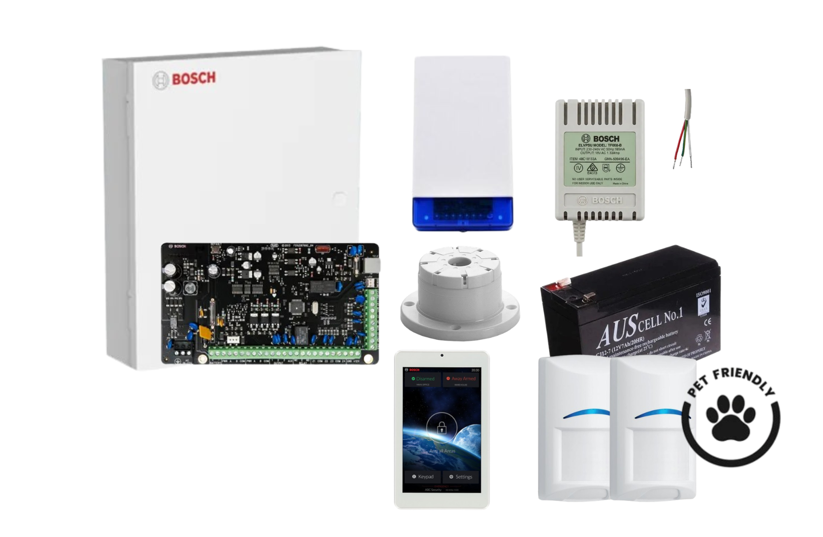 Bosch Solution 2000 Alarm Kit with 7 Touch Screen Keypad and 2 x Bosch Gen2 Tri-Tech Pet Proof PIRs Product vendor
