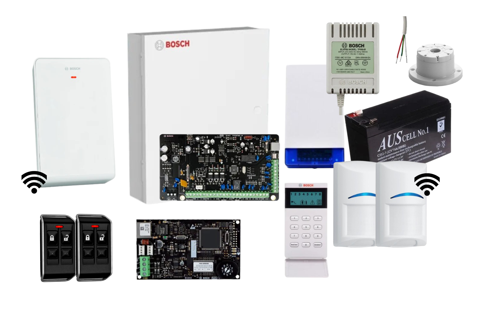 Bosch Solution 3000 IP Alarm Kit with LCD Icon Keypad, 2 x Wireless PIRs and Radion Keyfob FS Remotes Product vendor