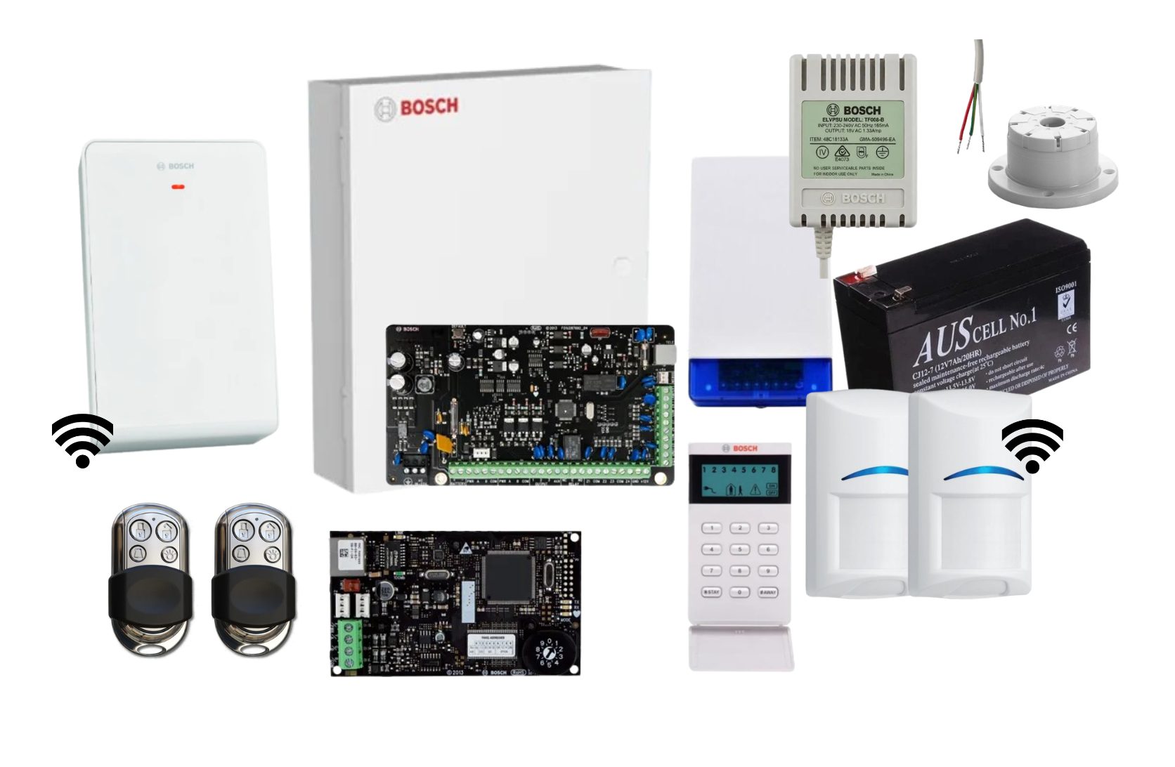 Bosch Solution 3000 IP Alarm Kit with LCD Icon Keypad, 2 x Wireless PIRs and HCT4UL Remote Controls Product vendor