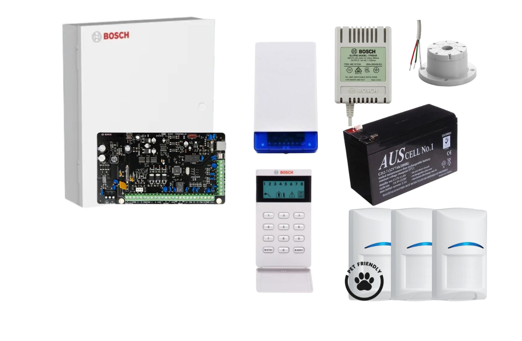 Bosch Solution 3000 Alarm Kit with LCD Icon Keypad and 3 x Bosch Gen2 Tri-Tech Pet Proof PIRs Product vendor