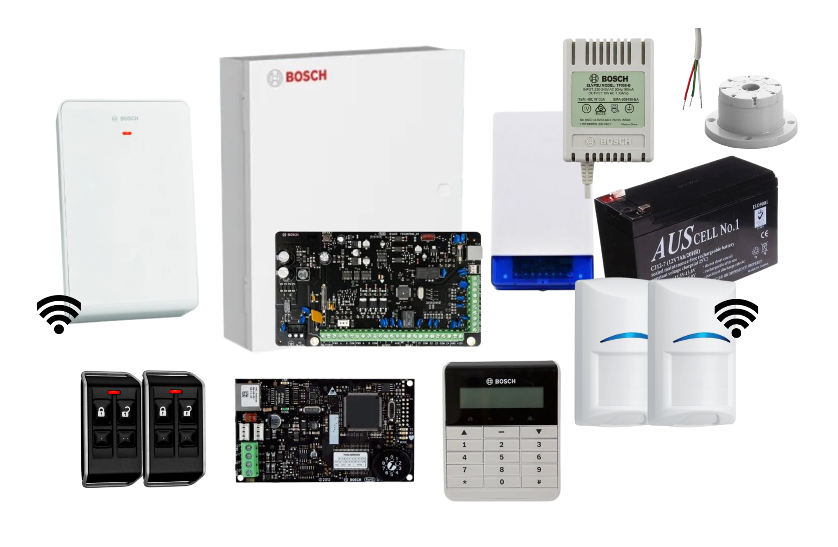 Bosch Solution 3000 IP Alarm Kit with Text Keypad, 2 x Wireless PIRs and Radion Keyfob FS Remotes Product vendor