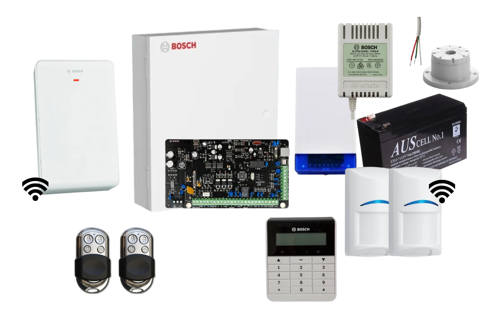 Bosch Solution 3000 Alarm Kit with Text Keypad, 2 x Wireless PIRs and HCT4UL Remotes Product vendor