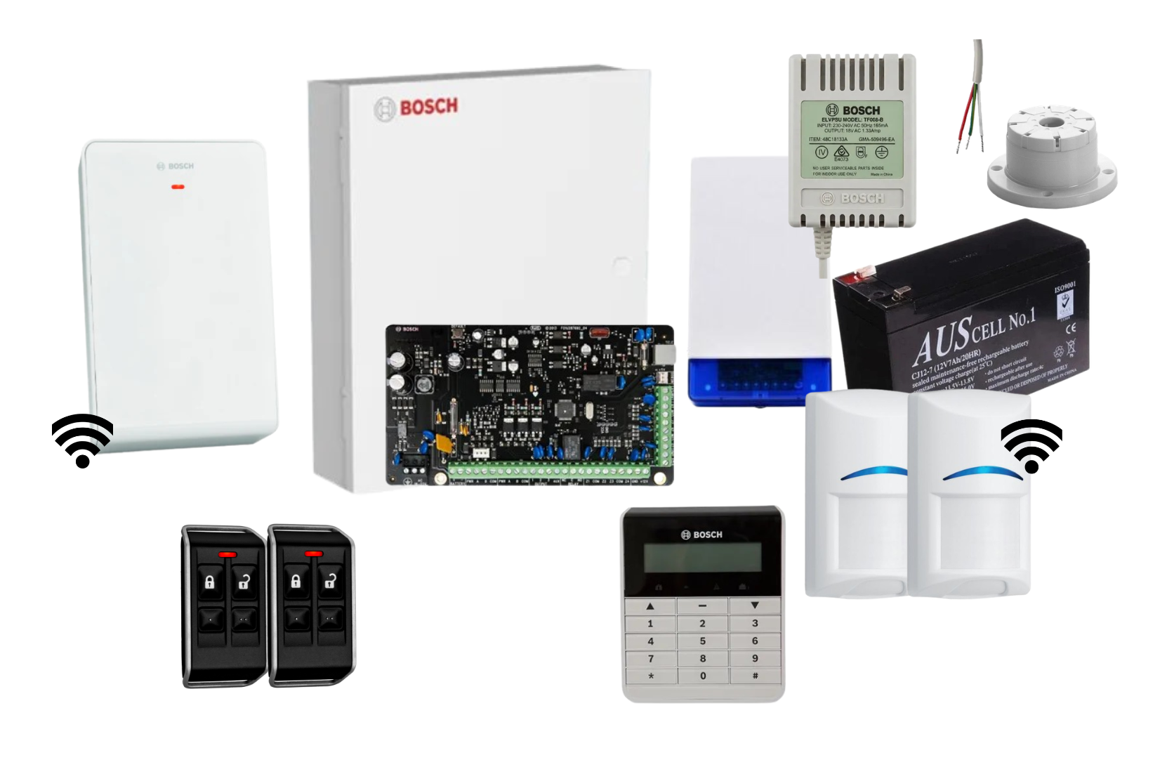 Bosch Solution 3000 Alarm Kit with Text Keypad, 2 x Wireless PIRs and Radion Keyfob FS Remotes Product vendor
