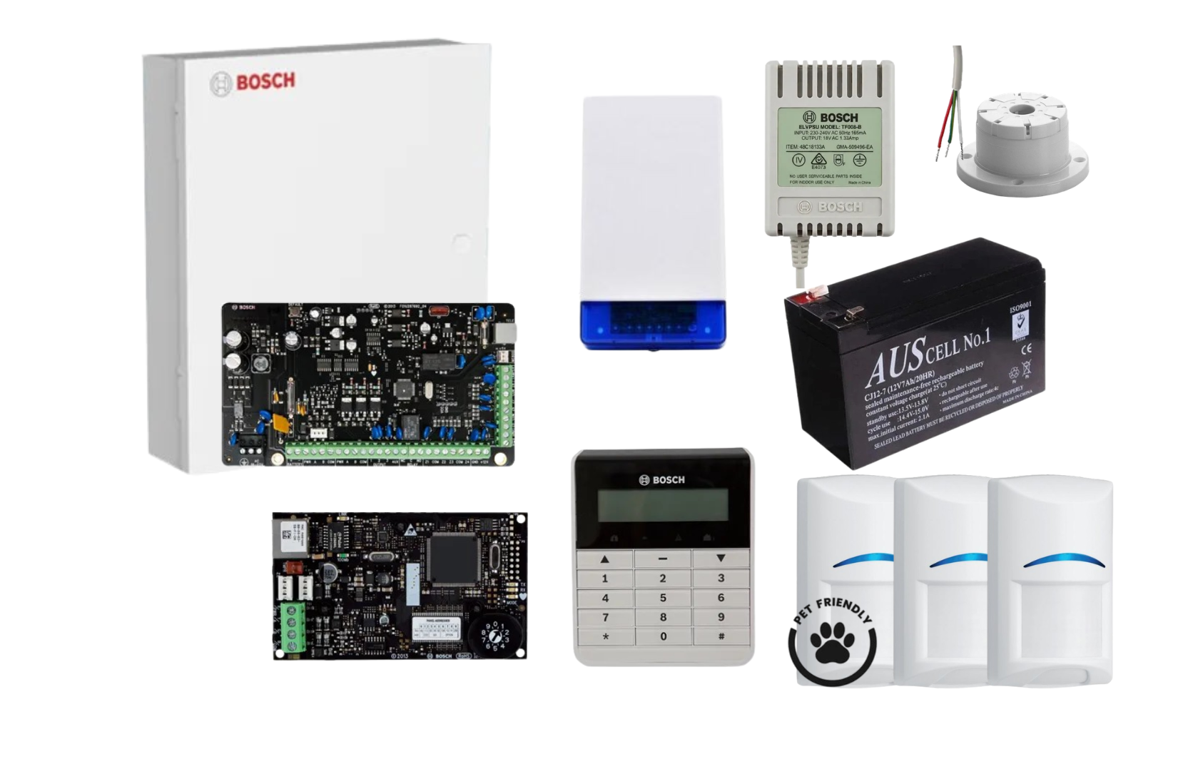 Bosch Solution 3000 IP Alarm Kit with Text Keypad and 3 x Bosch Gen2 Tri-Tech Pet Proof PIRs Product vendor