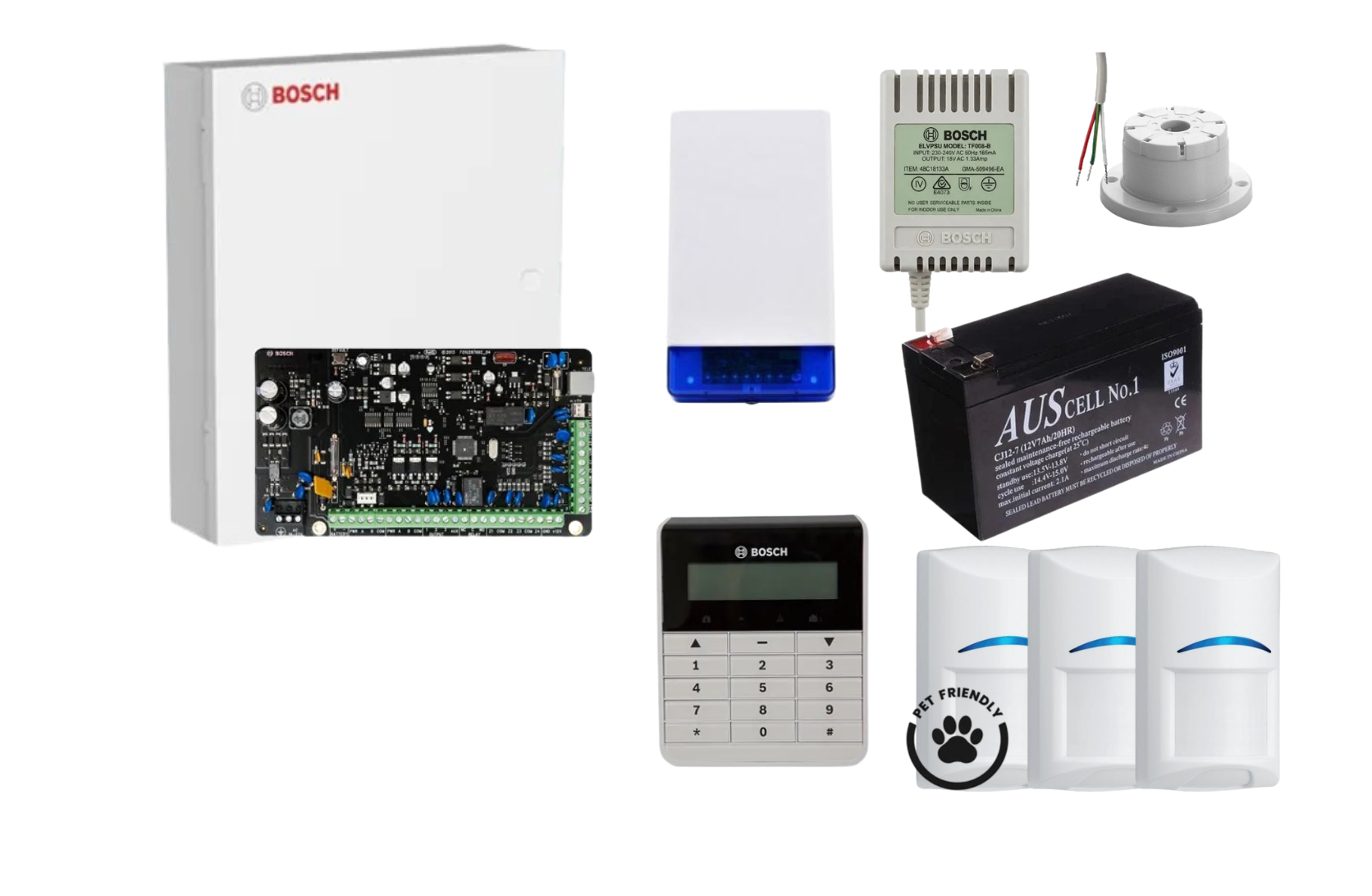 Bosch Solution 3000 Alarm Kit with Text Keypad and 3 x Bosch Gen2 Tri-Tech Pet Proof PIRs Product vendor