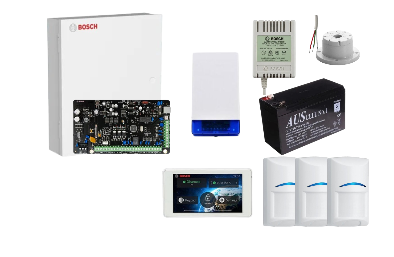 Bosch Solution 3000 Alarm Kit with 5 Touch Screen Keypad and 3 x Bosch Gen2 PIRs Product vendor