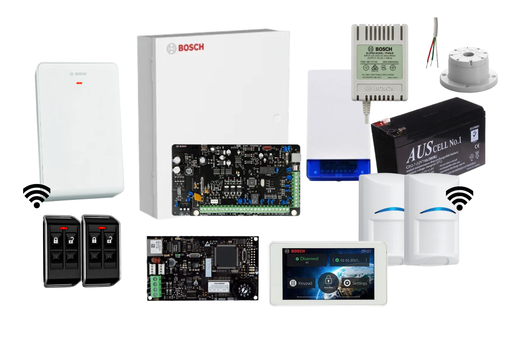 Bosch Solution 3000 IP Alarm Kit with 5 Touch Screen Keypad, 2 x Wireless PIRs and Radion Keyfob FS Remotes Product vendor