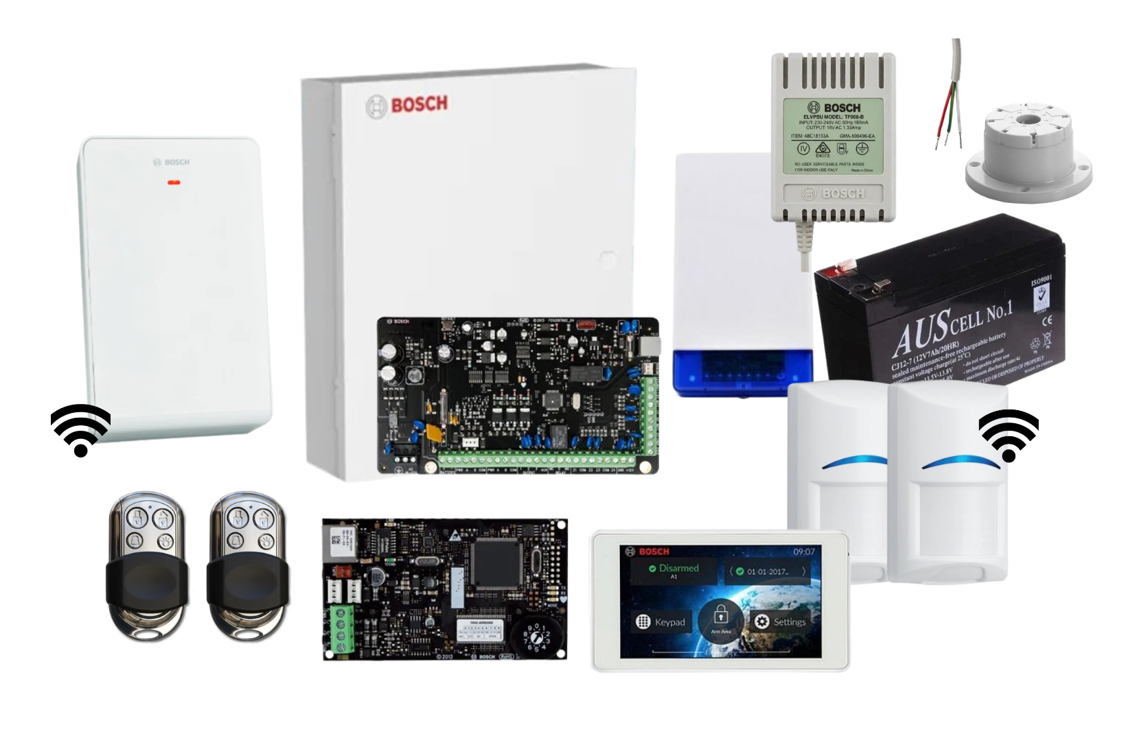 Bosch Solution 3000 IP Alarm Kit with 5 Touch Screen Keypad, 2 x Wireless PIRs and HCT4UL Remotes Product vendor