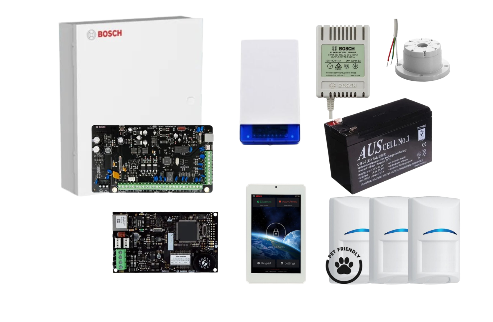 Bosch Solution 3000 IP Alarm Kit with 7 Touch Screen Keypad and 3 x Bosch Gen2 Tri-Tech Pet Proof PIRs Product vendor