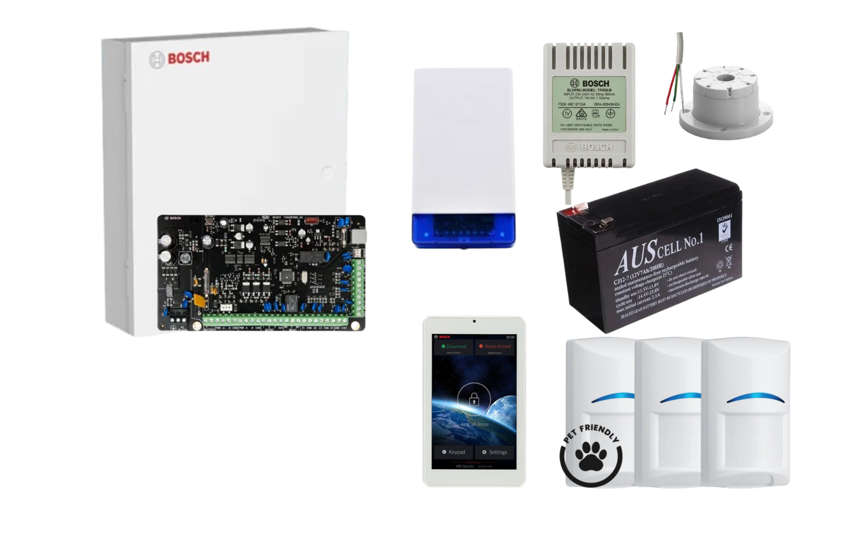 Bosch Solution 3000 Alarm Kit with 7 Touch Screen Keypad and 3 x Bosch Gen2 Tri-Tech Pet Proof PIRs Product vendor