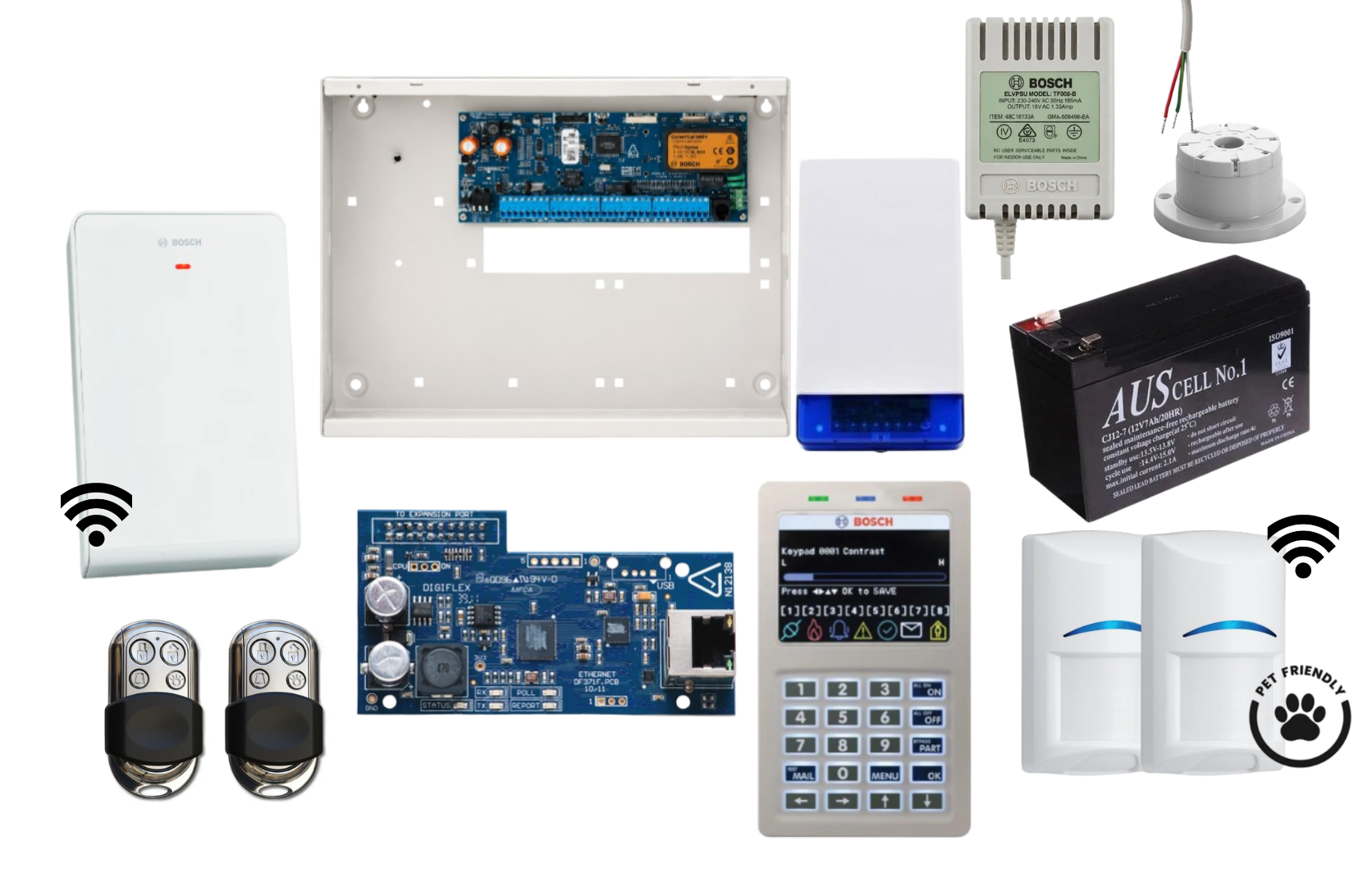 Bosch Solution 6000 Ethernet Alarm Kit with Smart Keypad, 2 x Wireless Tri-Tech Pet Proof PIRs and HCT4UL Remotes Product vendor