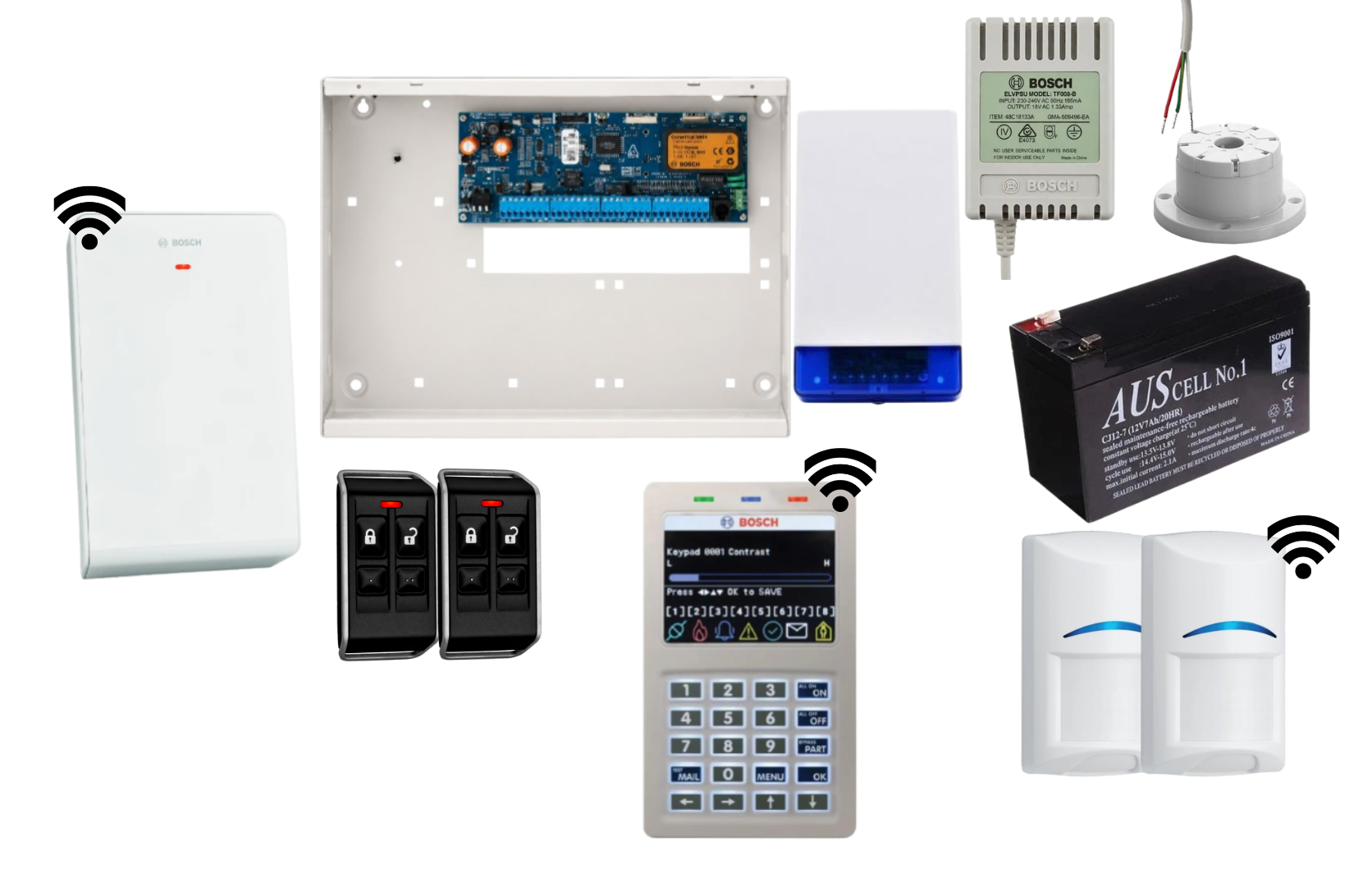Bosch Solution 6000 Alarm Kit with WiFi Keypad, 2 x Wireless PIRs and Radion Keyfob FS Remotes Product vendor