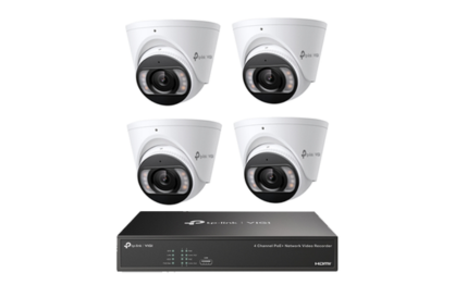 8MP TP-Link VIGI CCTV Kit: 4 x IP Turret Cameras (Full-Colour Speaker / Mic / Light) + 4CH NVR - Security Zone Online