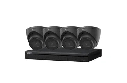 Dahua 6 MP + 4 Channels Kit: 4 x WizSense Fixed Starlight Turret Cameras, AI NVR, Black - Security Zone Online