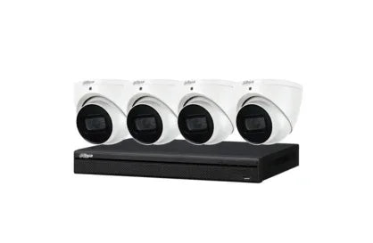 Dahua 8 MP + 4 Channels Kit: 4 x WizSense Fixed Starlight Turret Cameras, AI NVR - Security Zone Online