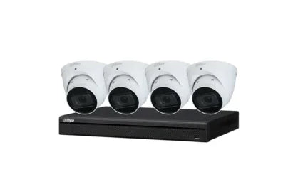 Dahua 8 MP + 4 Channels Kit: 4 x WizSense Motorised Starlight Turret Cameras, AI NVR - Security Zone Online