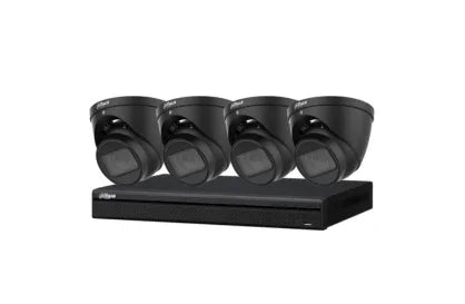 Dahua 8 MP + 4 Channels Kit: 4 x WizSense Motorised Starlight Turret Cameras, AI NVR, Black - Security Zone Online