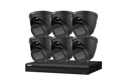 Dahua 8 MP + 8 Channels Kit: 6 x WizSense Motorised Starlight Turret Cameras, AI NVR, Black - Security Zone Online