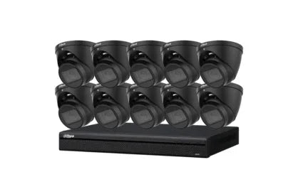 Dahua 8 MP + 16 Channels Kit: 10 x WizSense Fixed Starlight Turret Cameras, AI NVR, Black - Security Zone Online