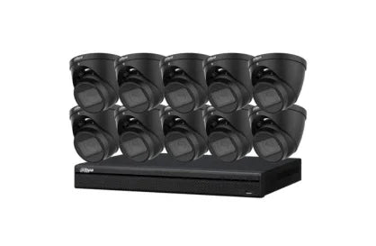 Dahua 8 MP + 16 Channels Kit: 10 x WizSense Motorised Starlight Turret Cameras, AI NVR, Black - Security Zone Online