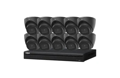 Dahua 6 MP + 16 Channels Kit: 10 x WizSense Fixed Starlight Turret Cameras, AI NVR, Black - Security Zone Online