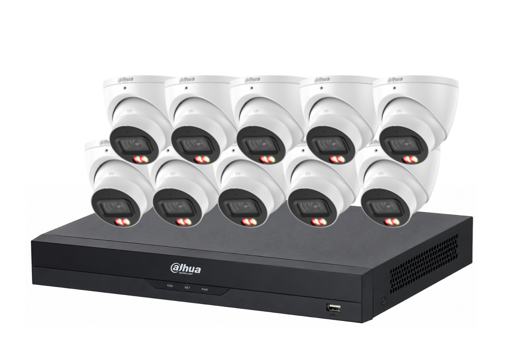 Dahua 6 MP + 16 Channels Full Color Kit: 10 x 6MP Dual Color Turret Cameras with 16CH AI NVR Product vendor