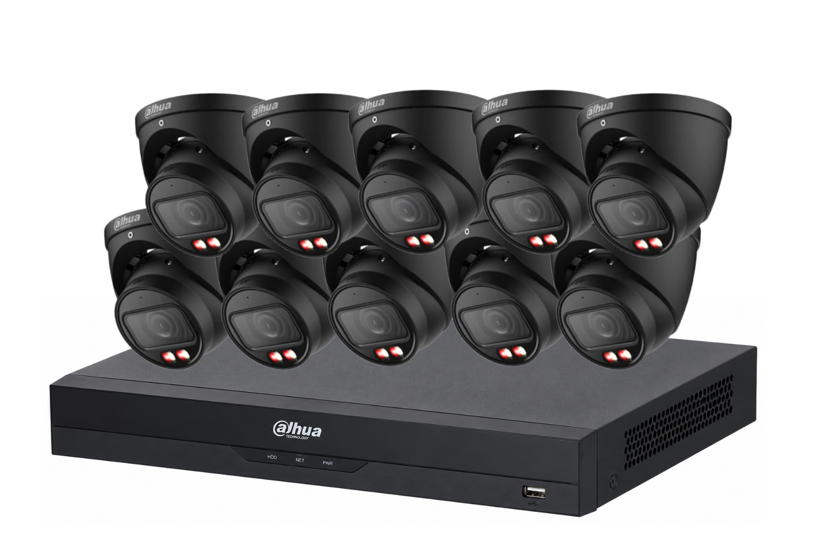 Dahua 6 MP + 16 Channels Full Color Kit: 10 x 6MP Dual Color Turret Cameras with 16CH AI NVR Product vendor