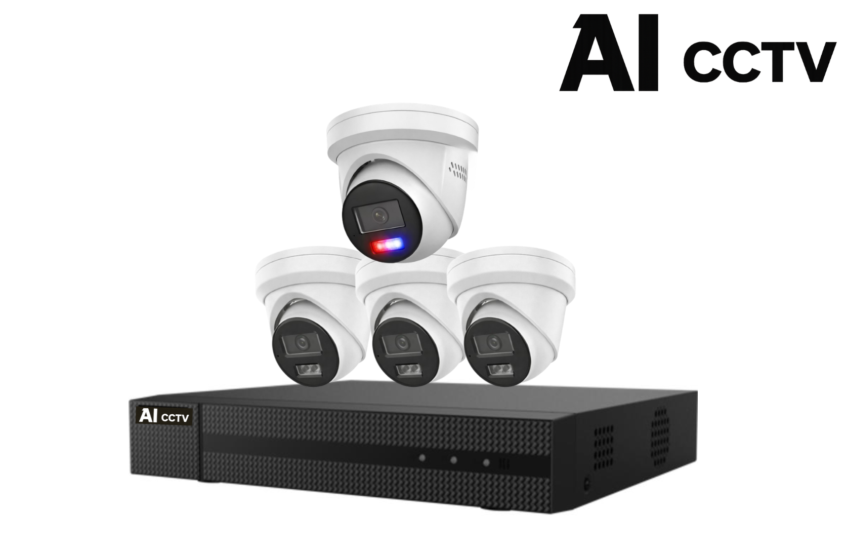 AI CCTV 4CH Hybrid Guard Kit – 1 Deterrence + 3 Turret Cameras Product vendor