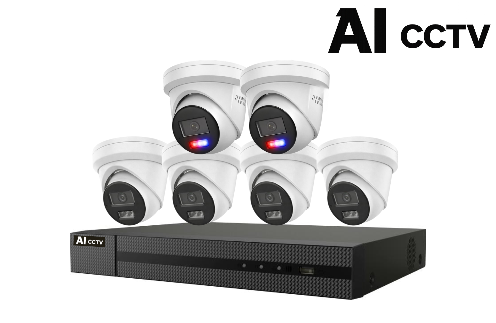 AI CCTV 8CH Hybrid Guard 6MP Kit – 2 Deterrence + 4 Turret Cameras Product vendor