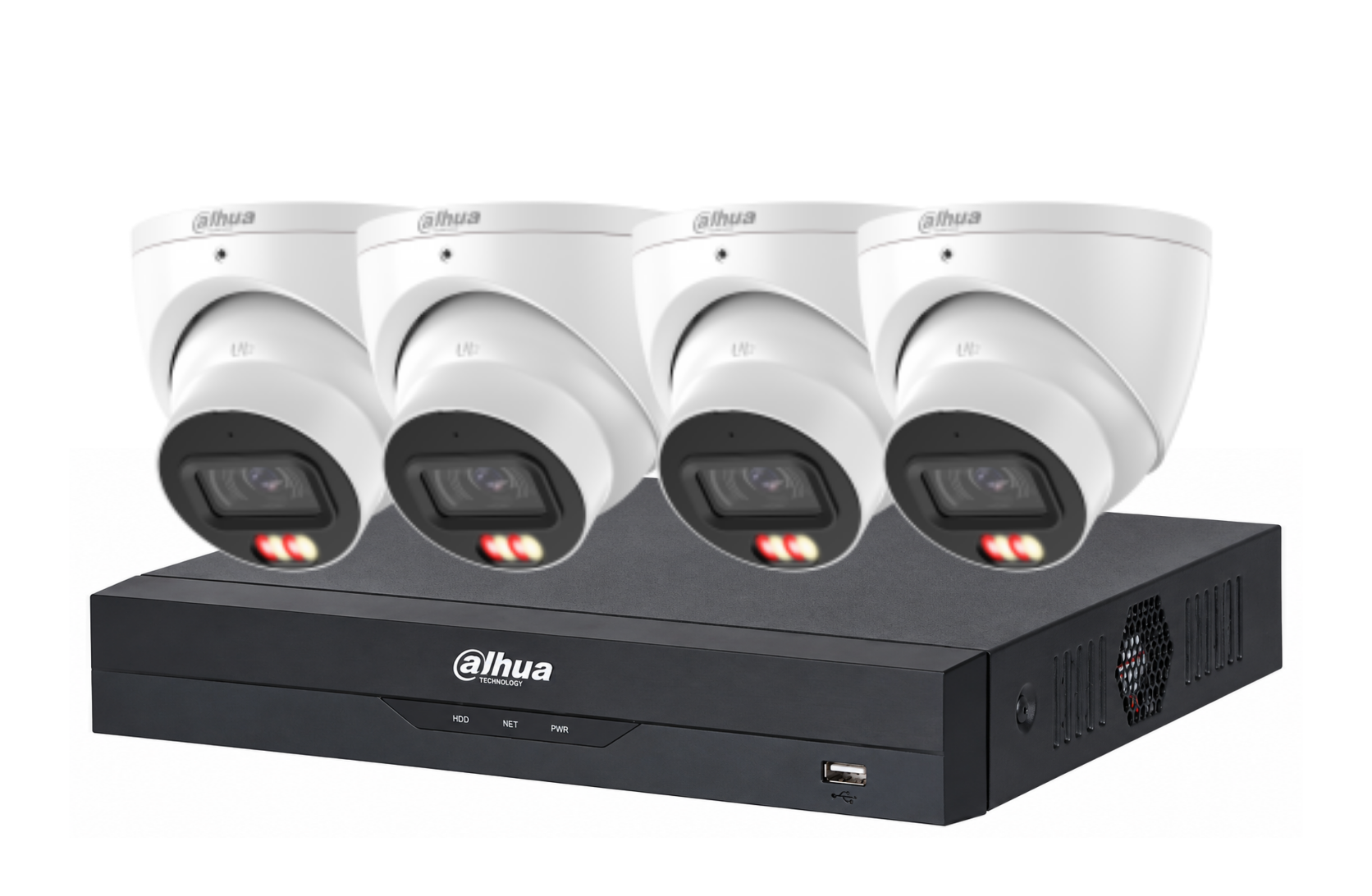 Dahua 6 MP + 8 Channels Full 24/7 Color Kit : 4 x 6MP Smart Dual Light Turret Cameras with 8CH AI NVR Product vendor