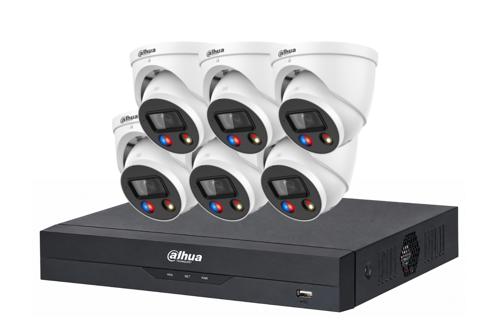 Dahua 6MP + 8 Channels Full Color 24/7 and Deterrence Kit: 6 x 6mp TIOC, AI NVR Product vendor