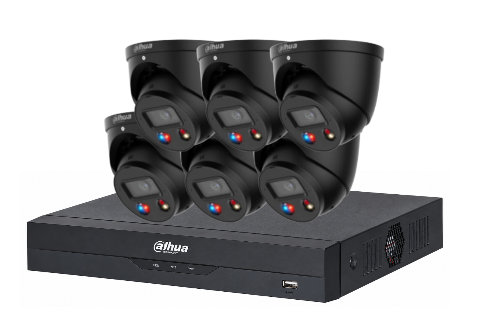 Dahua 6MP + 8 Channels Full Color 24/7 and Deterrence Kit: 6 x 6mp TIOC, AI NVR Product vendor