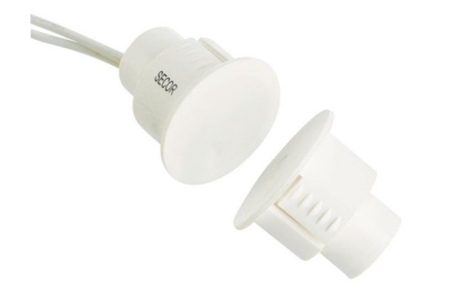 Recessed Steel Door Reed Switch, Flush Mount, 19mm White