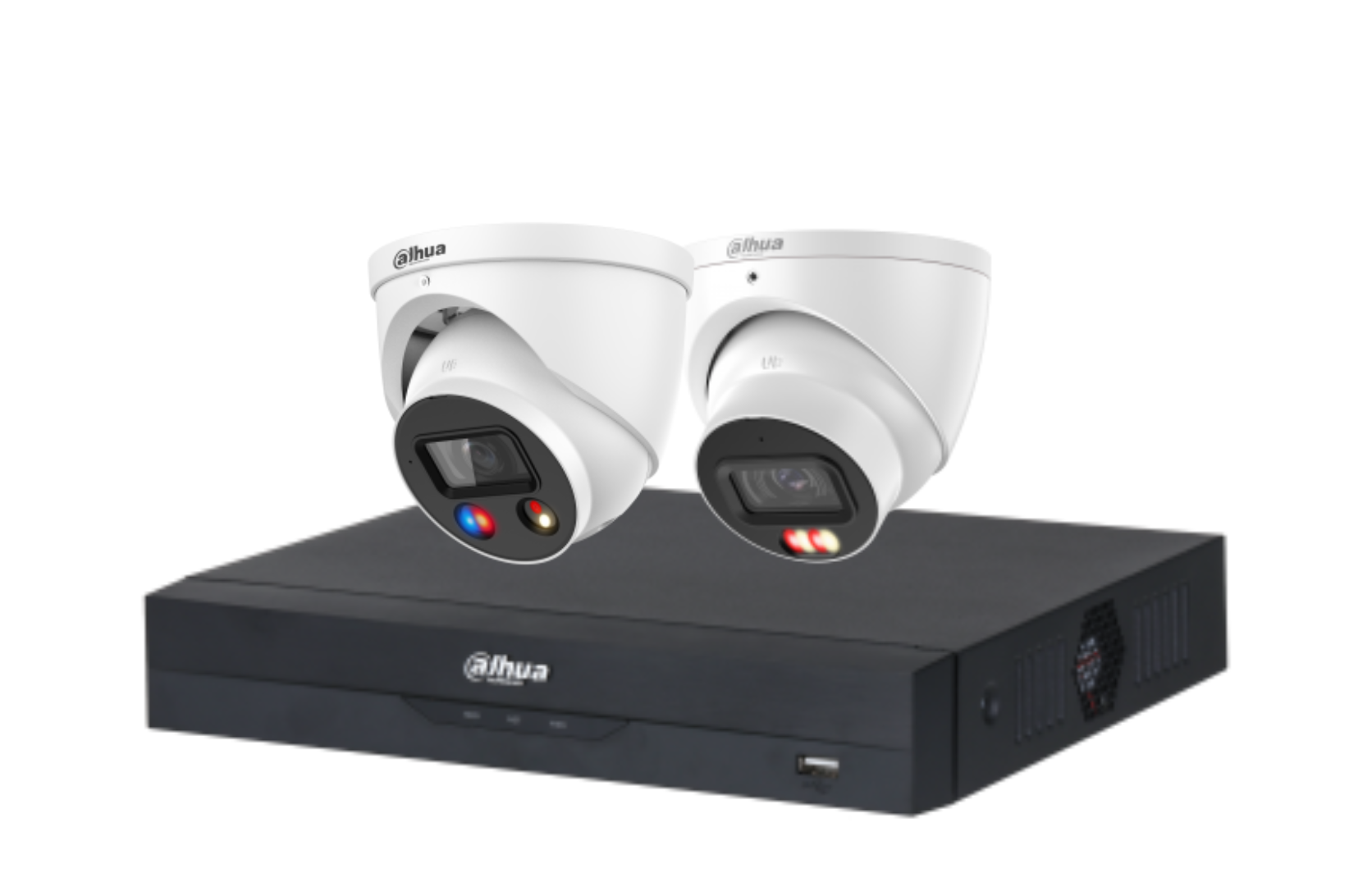 Dahua 6MP + 4 Channels Full Color Kit: 1 x 6mp TIOC, 1 x 6mp Dual Light Turret Cameras, AI NVR Product vendor