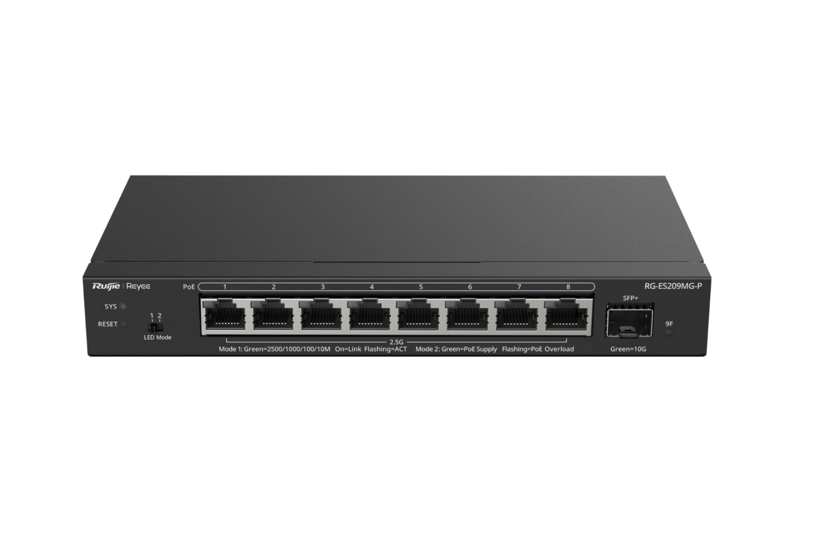 Ruijie RG-ES209MG-P, 8-Port 2.5G Cloud Managed PoE Switch, 1 x 10G Uplink Product vendor