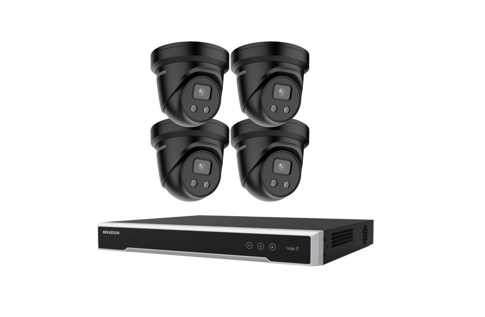 Hikvision 6MP 4CH CCTV Black Kit: 4 Turret Black Cameras with AcuSense + 4CH PoE NVR Product vendor