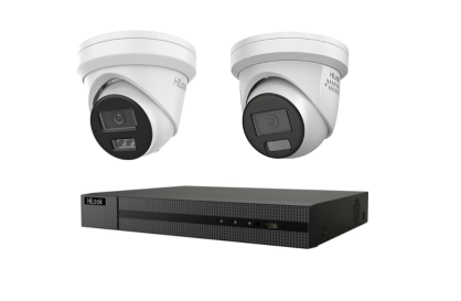 HiLook 6MP 2 Camera Kit with AI IntelliSense, Full-Color Built-in Audio, 4CH 4K NVR - Security Zone Online