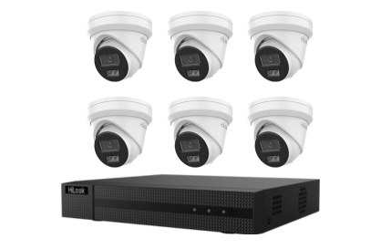 HiLook by Hikvision 6MP Acusense 8CH CCTV Kit – 6 x IP IPC-T262H-MU Turret Cameras + 8CH NVR - Security Zone Online